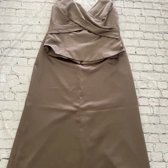 2 Piece Mori Lee Dress Size‎ 24 Taupe Formal A Line Party Bridesmaid Sp Occasion